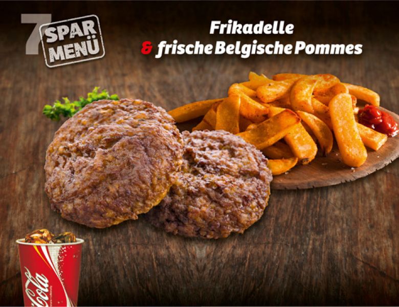 Frikadelle & frische Belgische Pommes